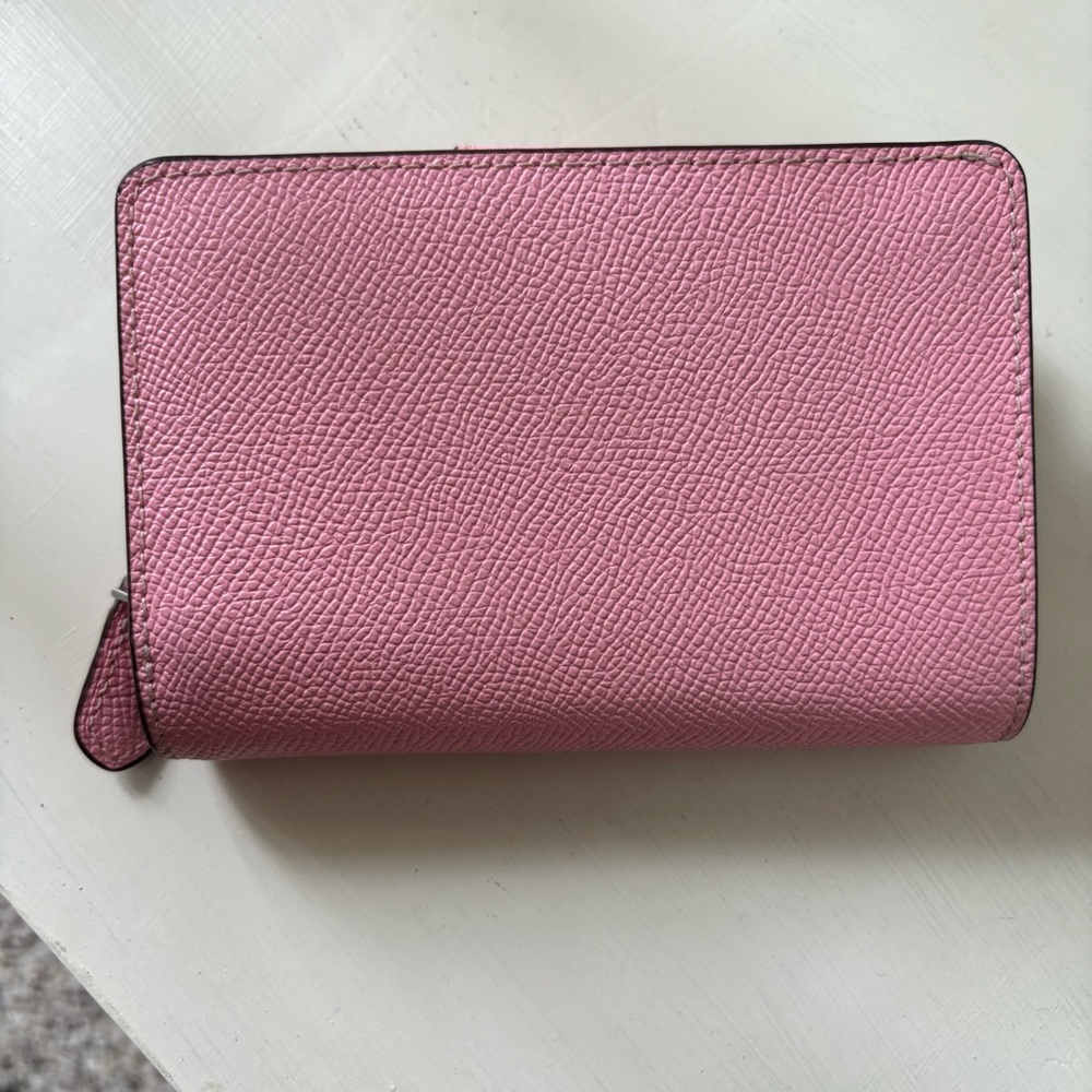 Coach Pink Textured Leather Wallet with Fold-Over Closure - Picture 2 of 6